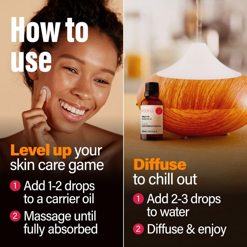 hana H'ana Myrrh Essential Oil - 1.02 Fl Oz - for Hair, Skin, Diffuser, Aromatherapy, DIY Candle & Soap Making - Image 4